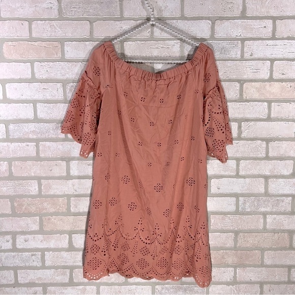 Madewell Eyelet Off The Shoulder Dress in Dusty Clay Size 6 - Picture 7 of 12